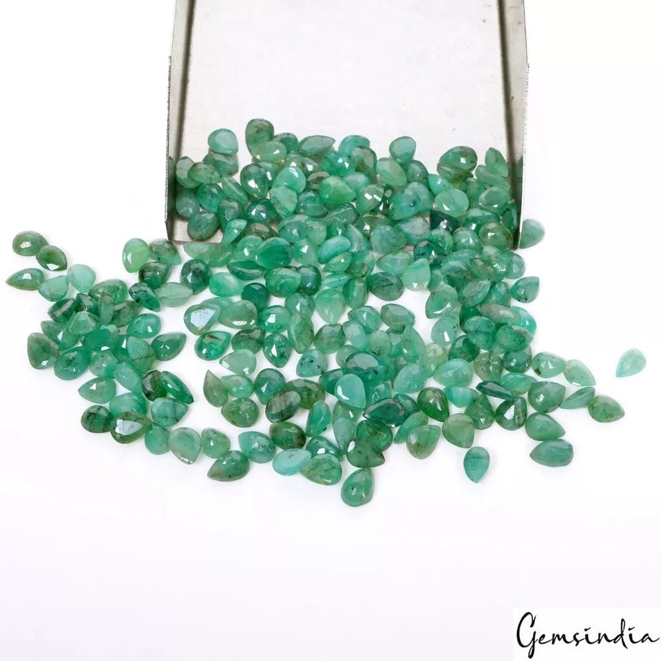 205 Pc Natural Colombian Green Emerald Pear Cut Loose Untreated Gemstone~48.50Ct