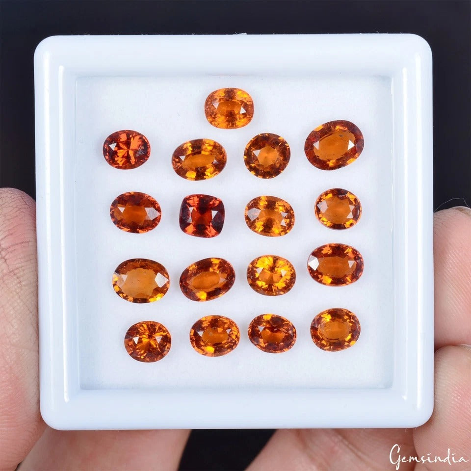 Natural 15.90 Carat Orange Hessonite Garnet Mix Shape Loose Certified Gemstones