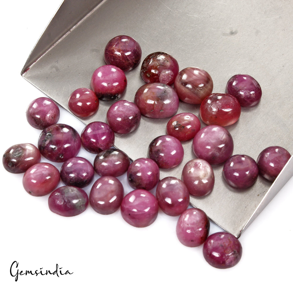 Certified 267 Cts/29 Pcs Natural Pink Star Ruby Mixed Cab Loose Gems For Jewelry