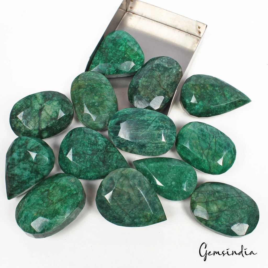 6270 Ct Natural Green Emerald Mix Cut Loose 54-64mm Gemstones Wholesale Lot~13Pc