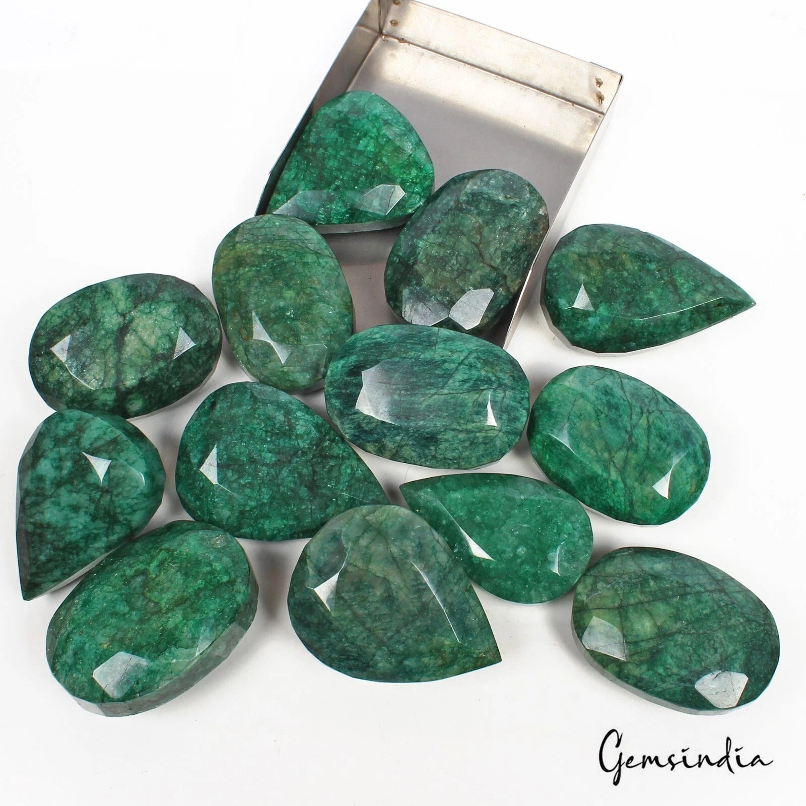 6270 Ct Natural Green Emerald Mix Cut Loose 54-64mm Gemstones Wholesale Lot~13Pc