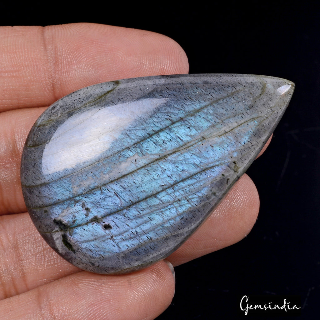 Certified 119.0 Ct Natural Untreated Blue Shine Labradorite Pear Gem For Pendant