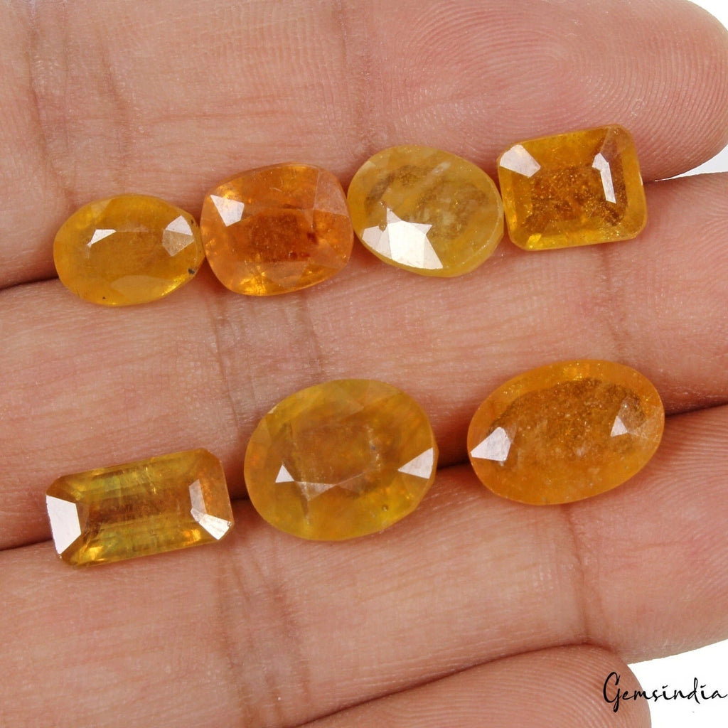 42.70 Ct/7 Pcs Natural Untreated Ceylon Yellow Sapphire (Pukhraj) Loose Gems Lot