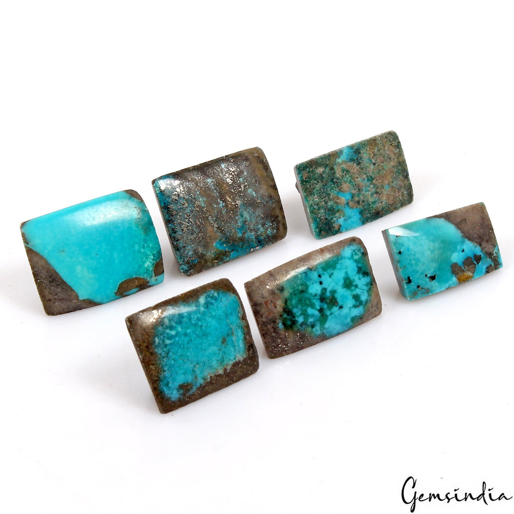 6 Persian Turquoise Neyshabur Cabochon Lot, Not Stabilized, %100 Natural 19-22mm