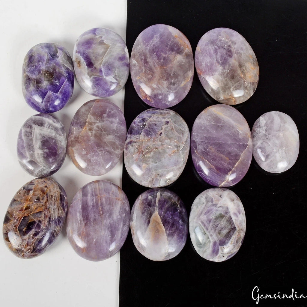 13 Pcs Natural Amethyst Purple Crystal Palm Stones Healing Soap Specimen 1 Kilo