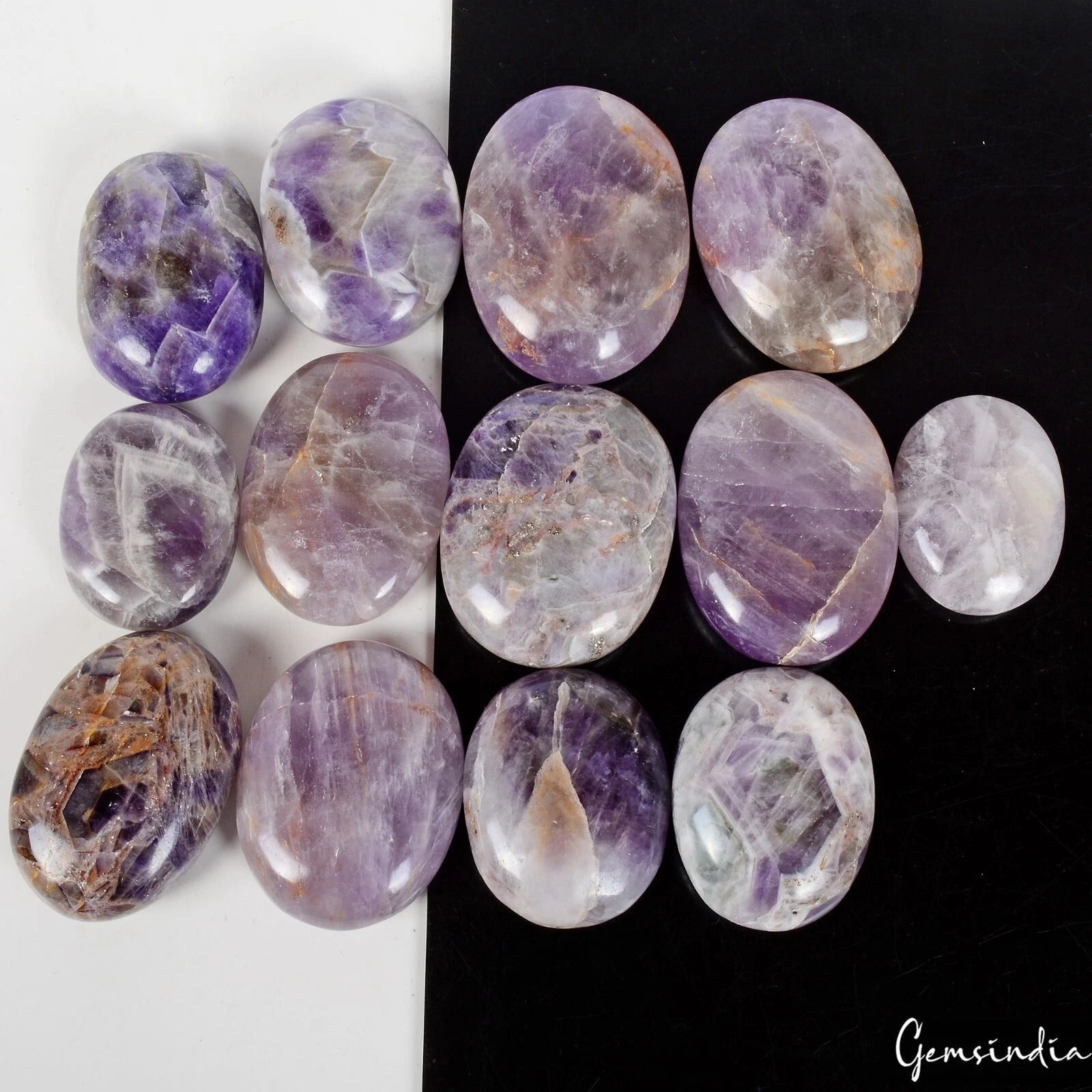 13 Pcs Natural Amethyst Purple Crystal Palm Stones Healing Soap Specimen 1 Kilo