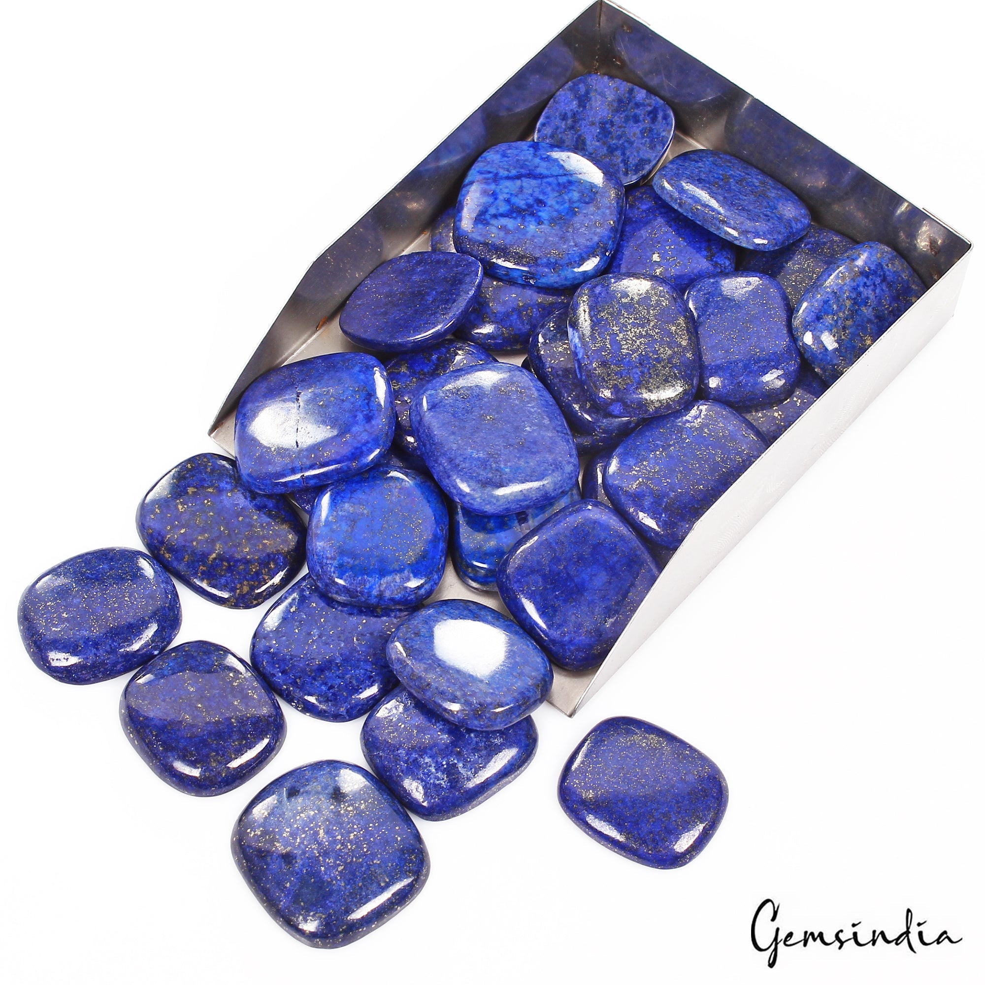 1500 Cts/30 Pcs Natural Royal Blue Lapis Lazuli Cushion Cab Loose Wholesale Gems