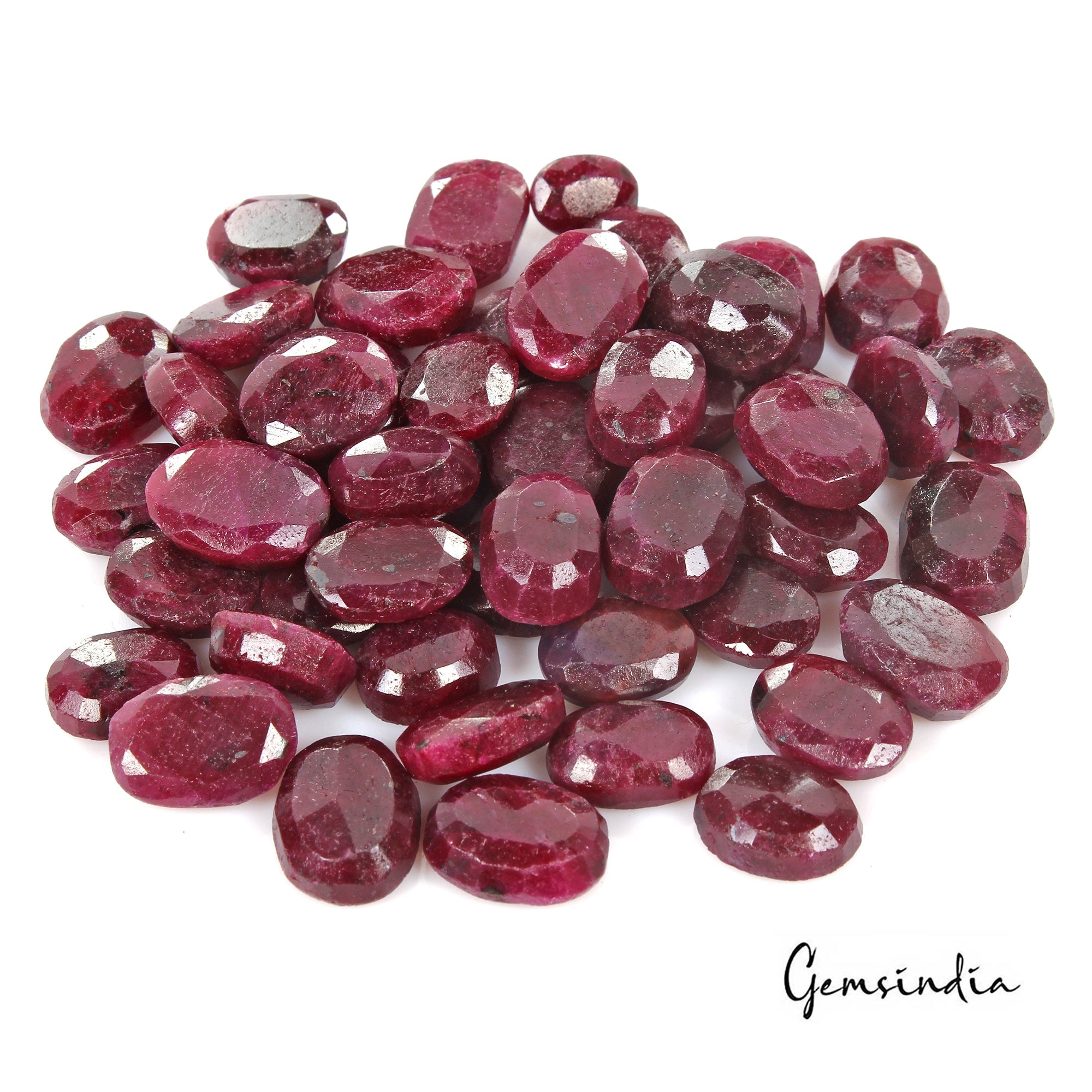 900 Cts/50 Pcs Natural African Dark Red Ruby Oval Faceted Cut Loose Gems Lot