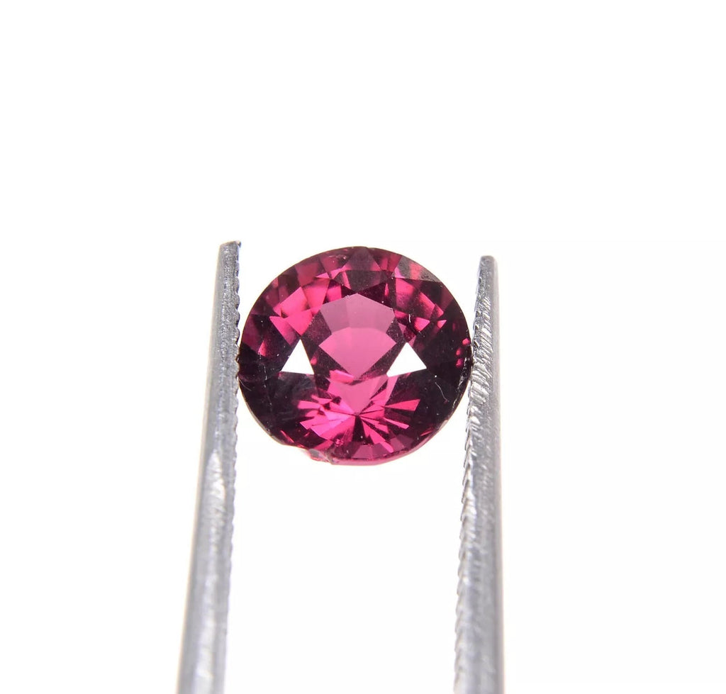2.20 Cts Rose Red Natural Rhodolite Garnet 7mm Round Cut Top Certified Gemstone