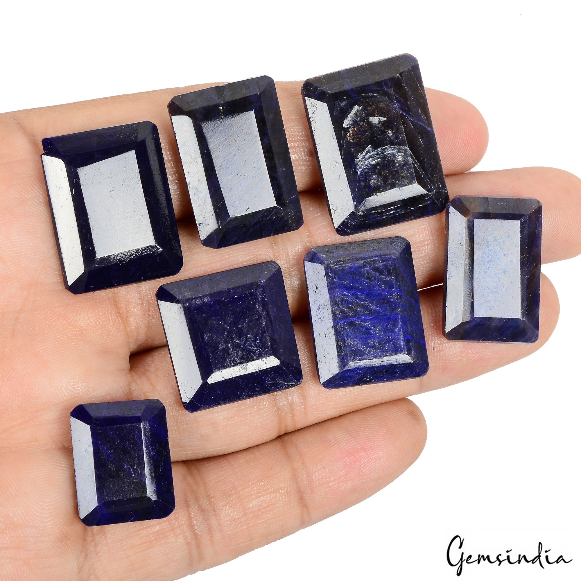 Certified 230 Cts/7 Pcs Natural Dark Blue Octagon Cut Loose Gems Lot For Jewelry