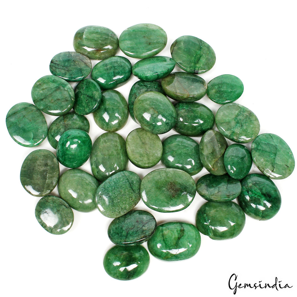 560 Ct/35 Pcs Natural Green Brazilian Emerald Oval Cab Loose Gems Wholesale Lot