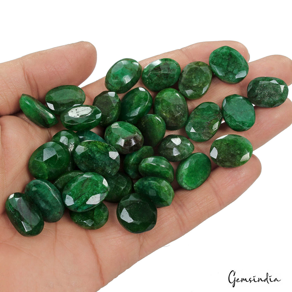 Brazilian Emerald Lot, Loose Gemstone, Color Enhanced, Green — 33 Pieces, 15mm to 19mm, 490 Ct, Brazil