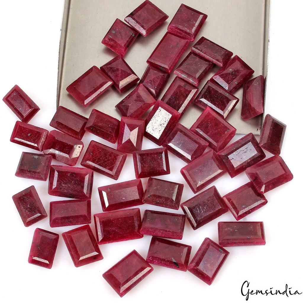 45 Pcs Natural Red Ruby Baguette Cut Loose 14mm-19mm Jewelry Gemstones~ 730 Cts