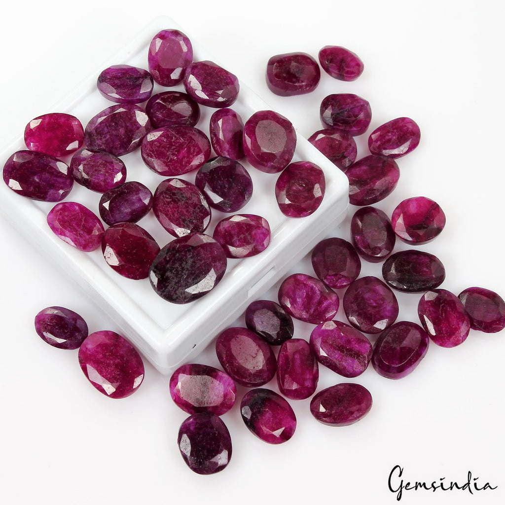 300 Ct Natural Dark Pink Beryl Oval Faceted Loose Wholesale Gemstones Lot 44 Pcs