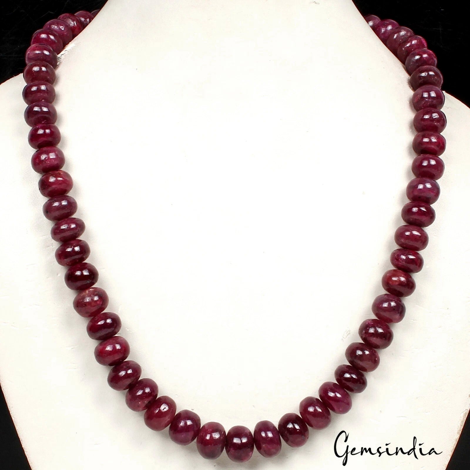 GENUINE 830 CTS EARTH MINED SINGLE STRAND RED RUBY ROUND SHAPE NECKLACE