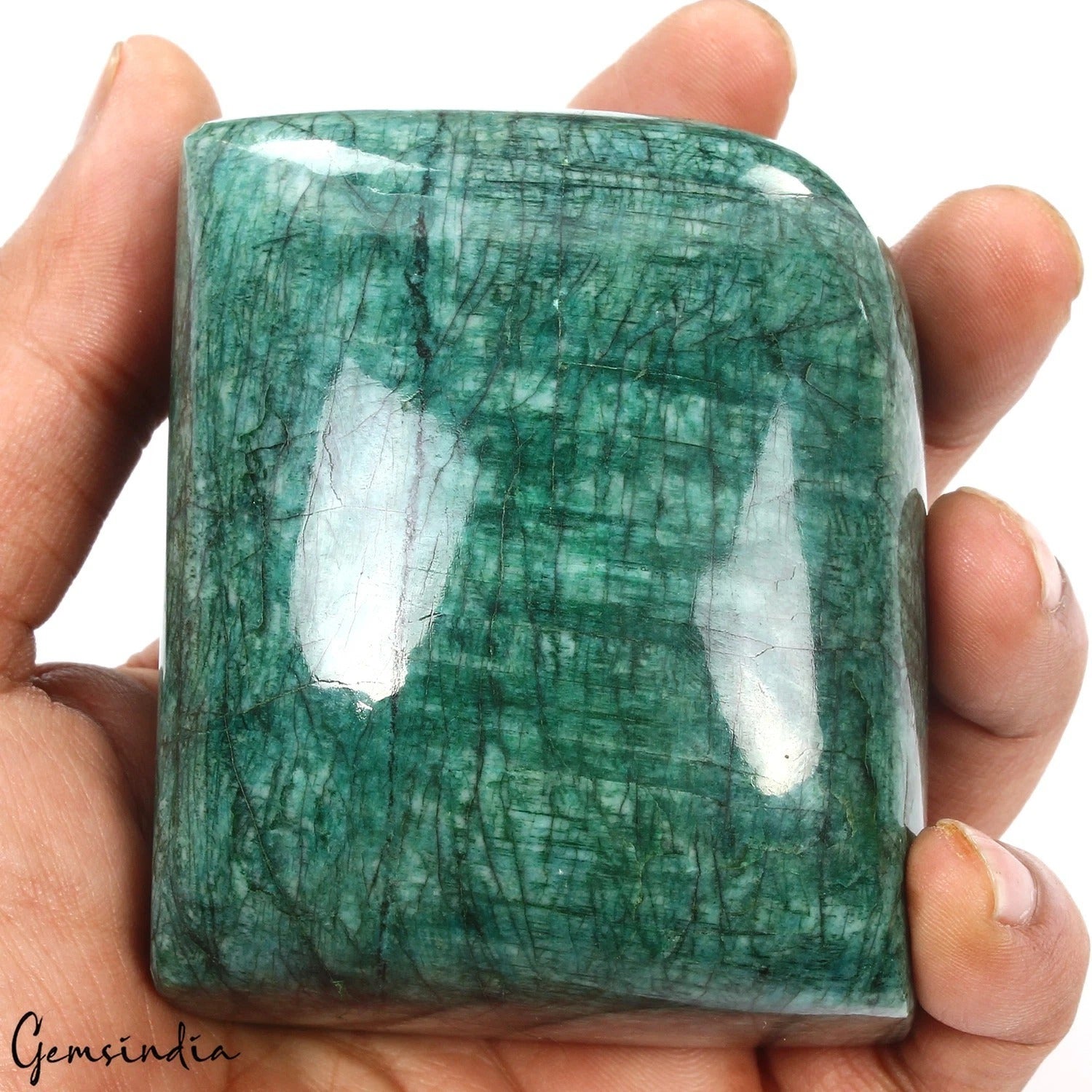 Emerald Cabochon, Color Enhanced, Green — 78 x 65 x 46 mm, 2620 Ct, Brazil