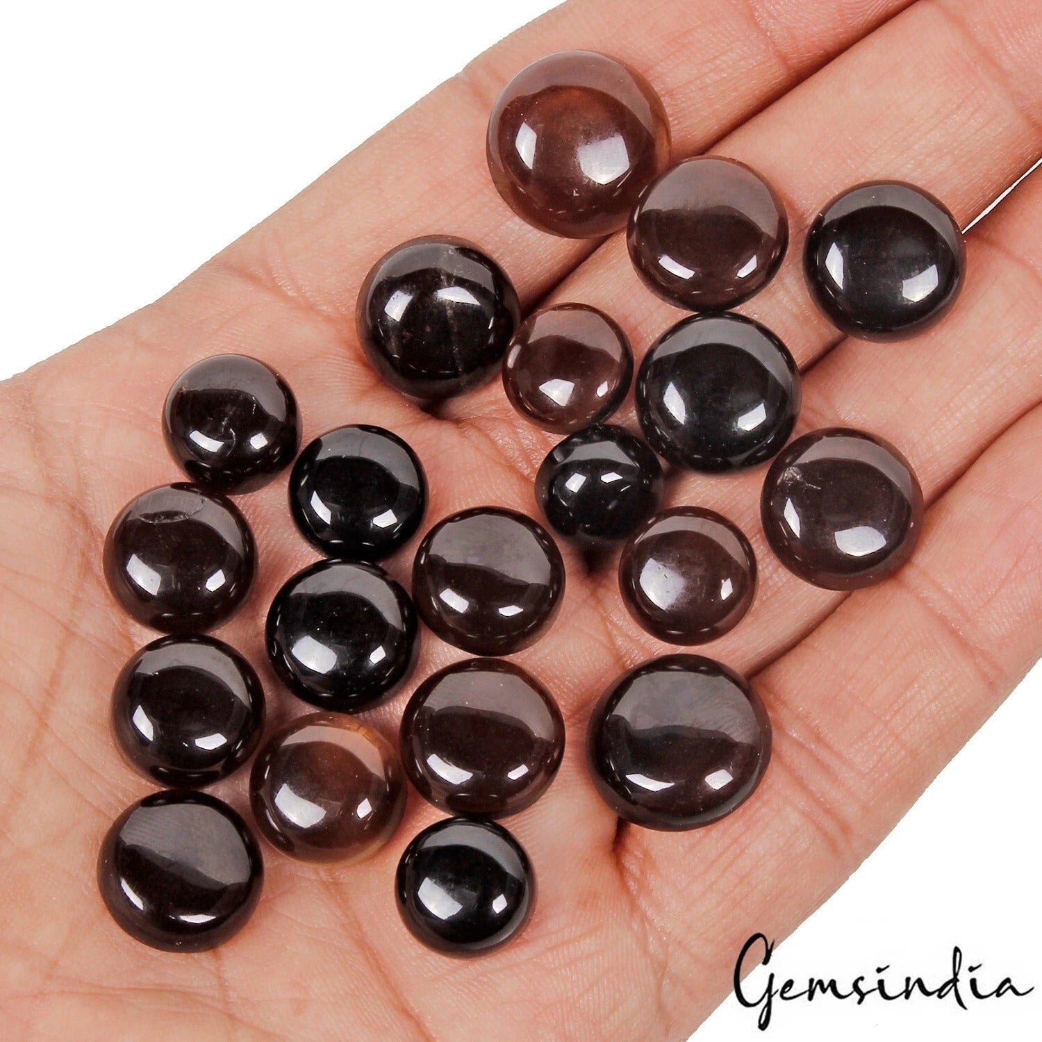175.50 Ct/20 Pcs Natural Untreated Brown Smoky Quartz Round Cab Gems For Jewelry