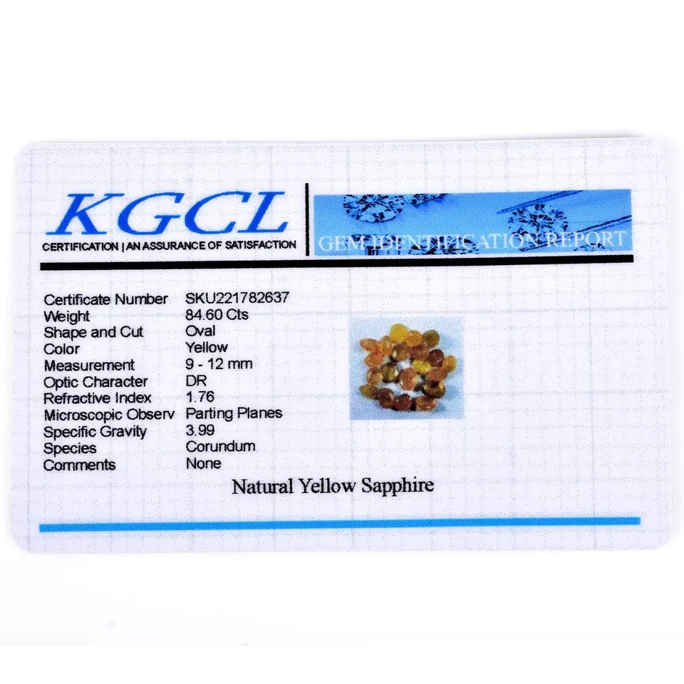 Certified 84.60 Ct Natural Yellow Sapphire (Pukhraj) Untreated Ceylon Gemstones