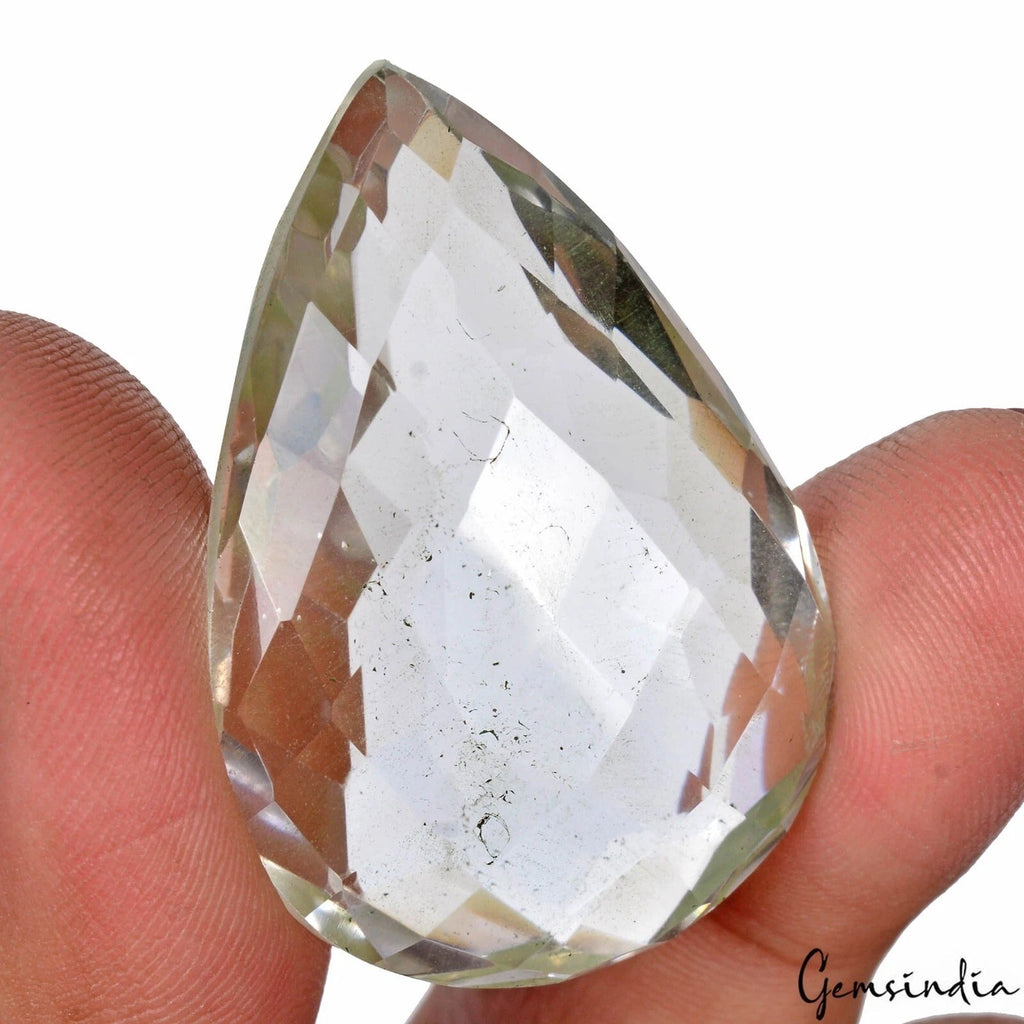 100 Ct Smoky Brown Quartz Natural Earth Mined Unheated Checker Cut Pear Gemstone