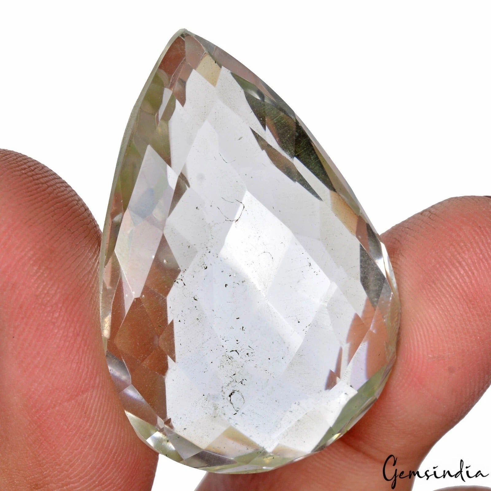 100 Ct Smoky Brown Quartz Natural Earth Mined Unheated Checker Cut Pear Gemstone