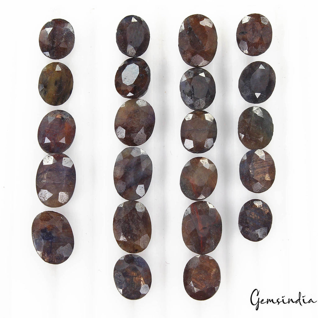 Certified 141.30 Cts/22 Pcs Natural Untreated Brown Blue Sapphire Oval Gems Lot