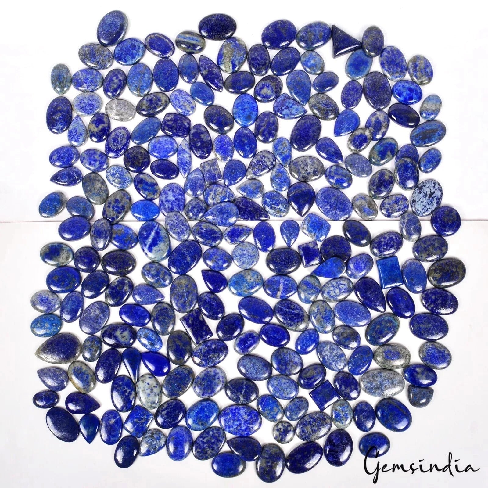 1.5Kg/215 Pcs Natural Blue Gold Pyrite Lapis Lazuli Mix Cab Loose Wholesale Gems