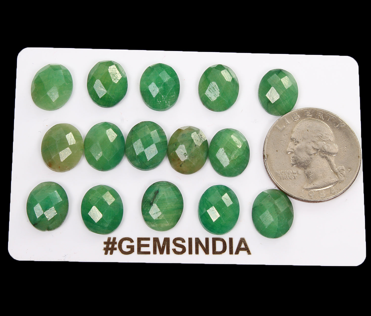 Certified 81 Ct/15 Pcs Natural Green Emerald Oval Checker Cut Calibrated Gem Lot