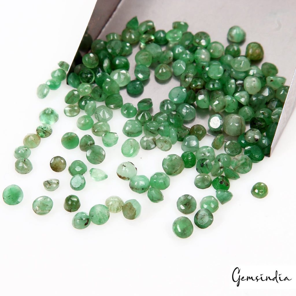 2.5-4mm 156 Pcs Natural Colombian Green Emerald Round Loose Certified Gemstone