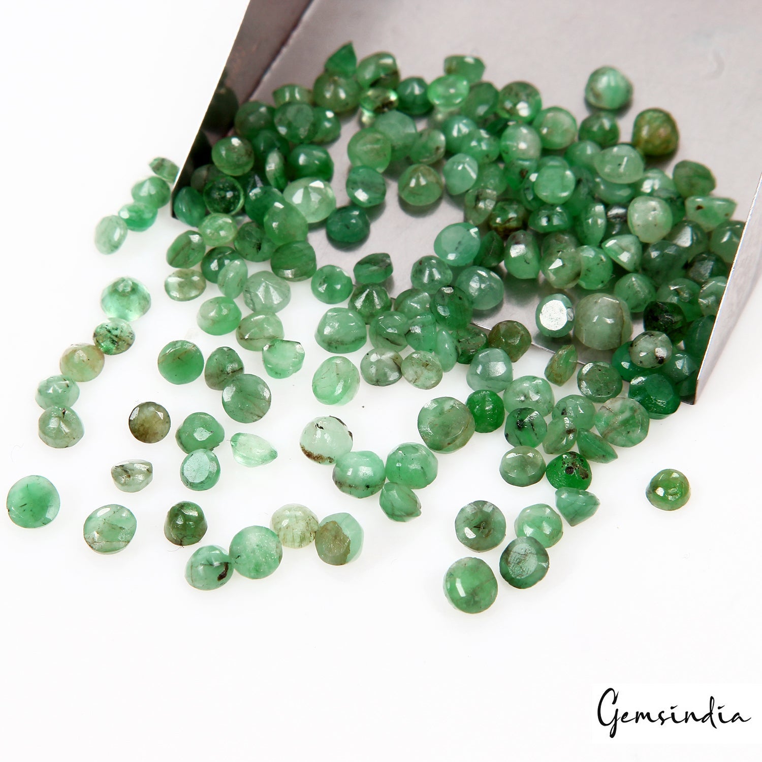 2.5-4mm 156 Pcs Natural Colombian Green Emerald Round Loose Certified Gemstone