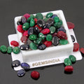 300 Cts/69 Pcs Natural Red Ruby Green Emerald Blue Sapphire Oval Cut Loose Gems