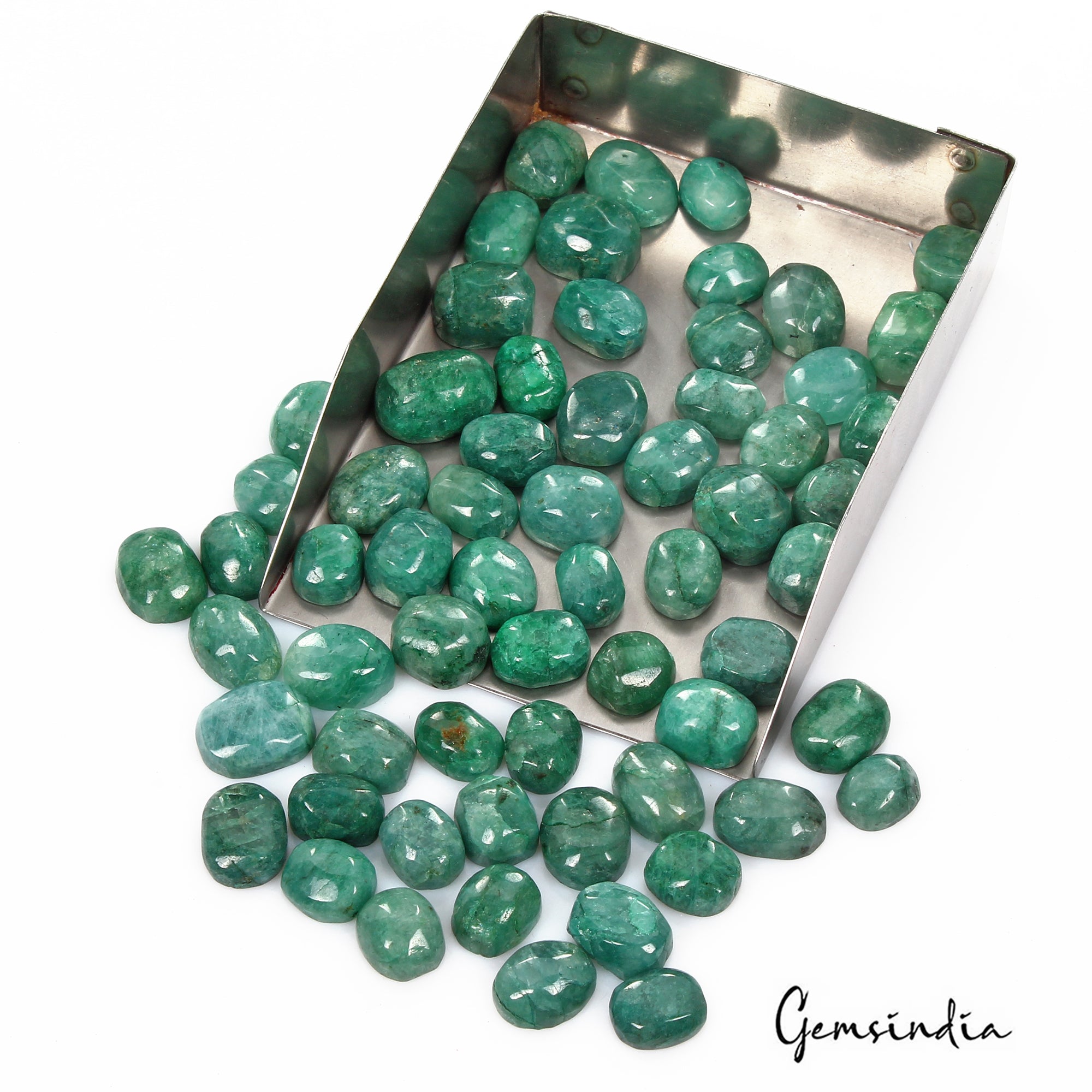 Certified 470 Cts/64 Pcs Natural Green Emerald Oval Cab Loose Gems For Jewelry