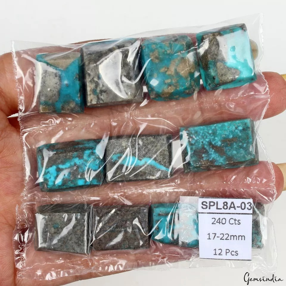 240 Ct/12 Pcs Natural Untreated Blue Turquoise Baguette Cut Loose Wholesale Gems
