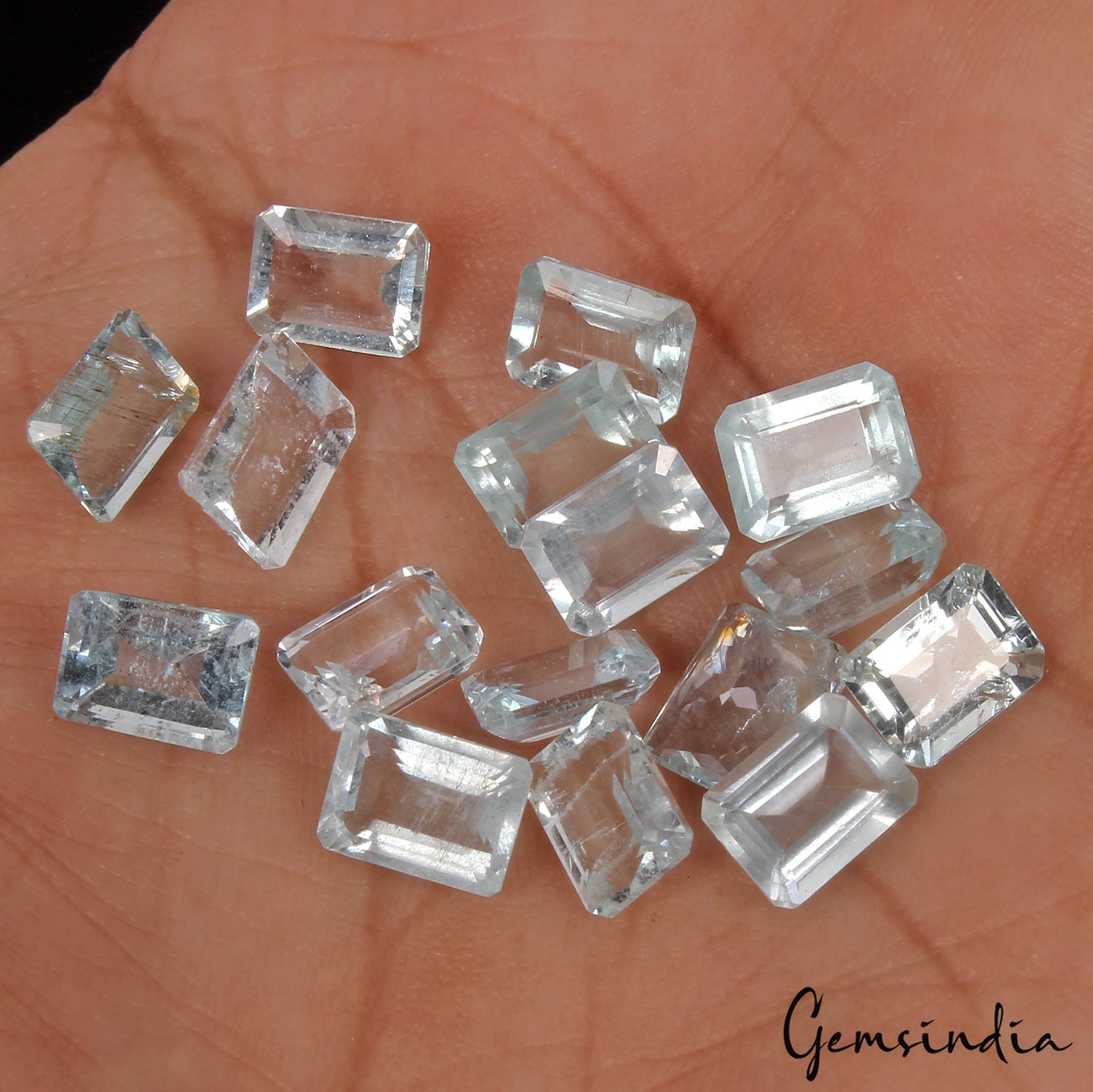 8x6mm Natural Aquamarine Octagon Cut Lot 16 Pcs 22.00 Cts Loose Certified Gems