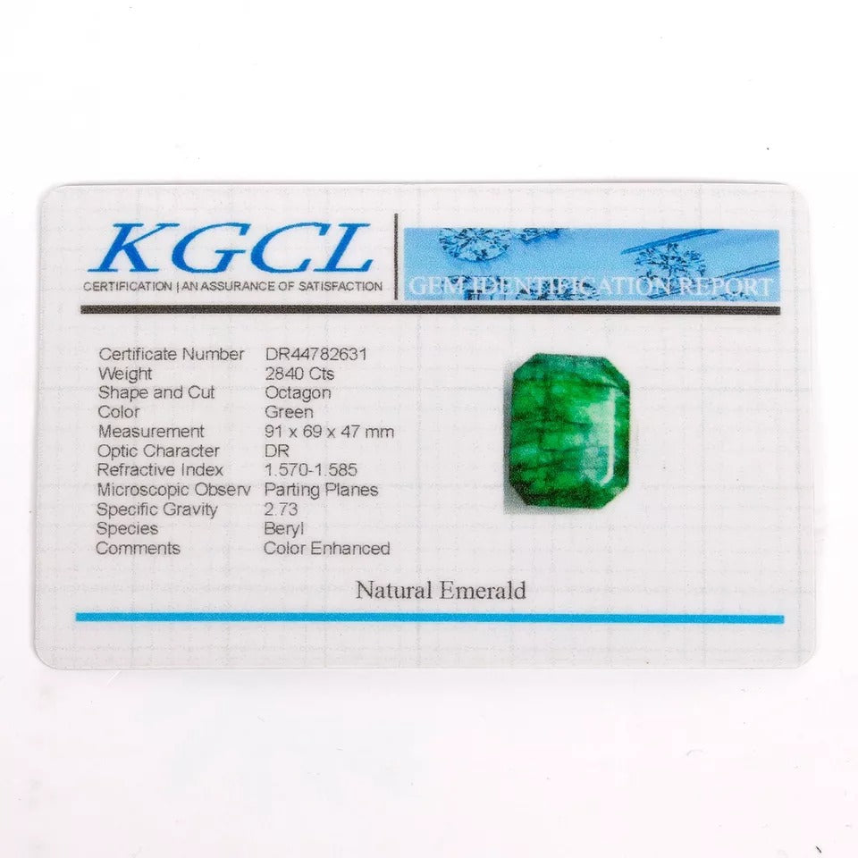 Emerald Loose Gemstone, Color Enhanced, Green — 91x69x47 mm, 2840 Ct, Brazil