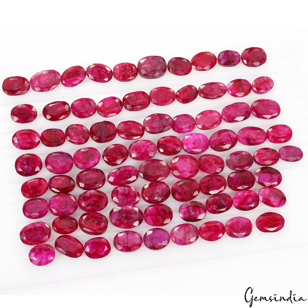 740 Cts/77 Pcs Natural Red USA Beryl Bixbite Oval Cut Loose Gems Lot For Jewelry