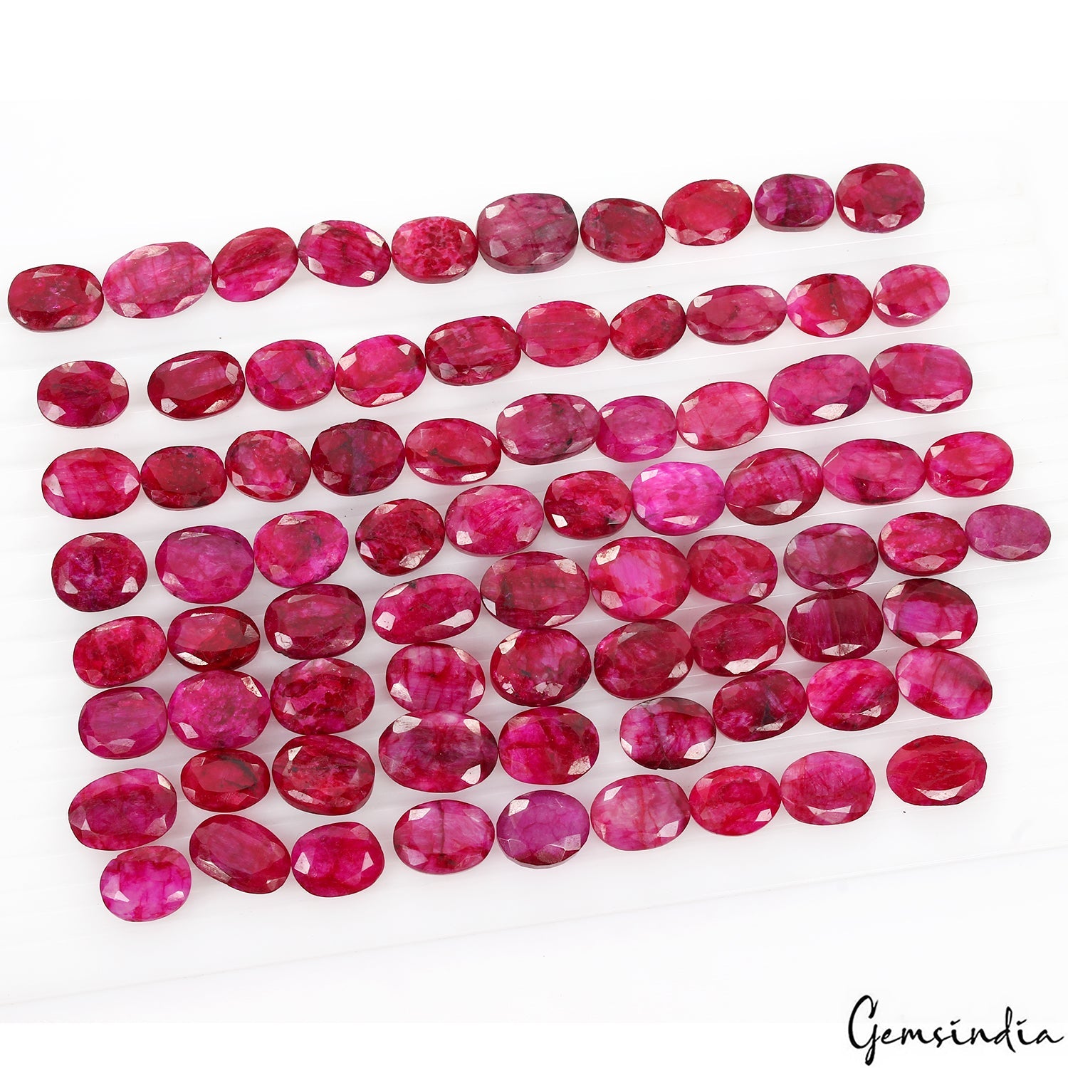 740 Cts/77 Pcs Natural Red USA Beryl Bixbite Oval Cut Loose Gems Lot For Jewelry
