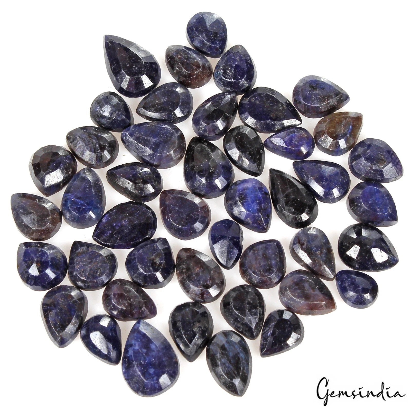 44 Pcs Natural Blue Sapphire Pear Faceted Cut 8mm-13mm Loose Gemstones 140 Cts