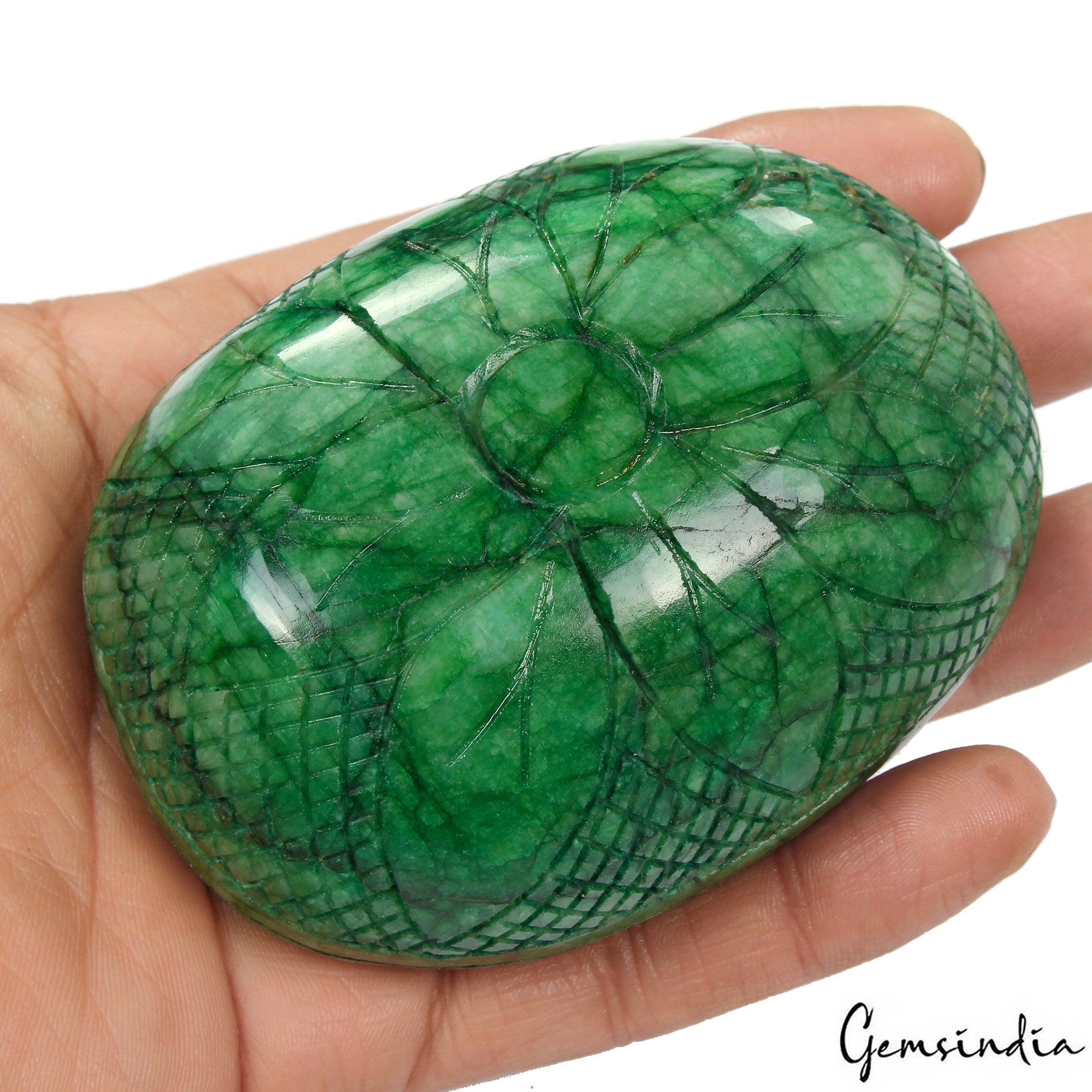 1890 Ct Natural Green Emerald Hand Carved Floral Design Loose Museum Size Gems