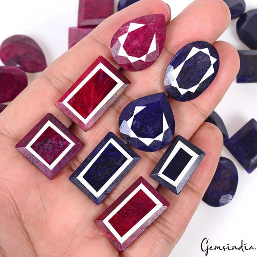 African Blue Sapphire Lot, Loose Gemstone, Rectangle Square Pear Oval Faceted cut, Color Enhanced — 27 Pieces, 14mm to 27mm, 660 Ct, Africa