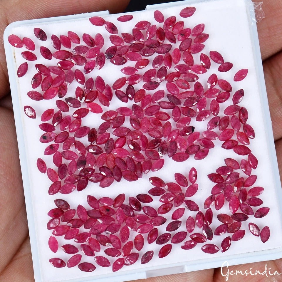 35 Cts/292 Pcs Natural Red Ruby Marquise Calibrated 4x2mm Loose Wholesale Gems