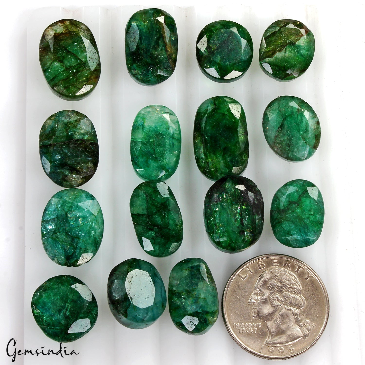 15 Pcs Natural Zambian Emerald Green Oval Cut Loose 14mm-20mm Loose Gems 200 Ct