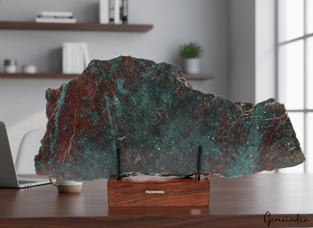 6.4kilo Ruby Kyanite Rough Slab Uncut Untreated Crystal Display Specimen w/Stand