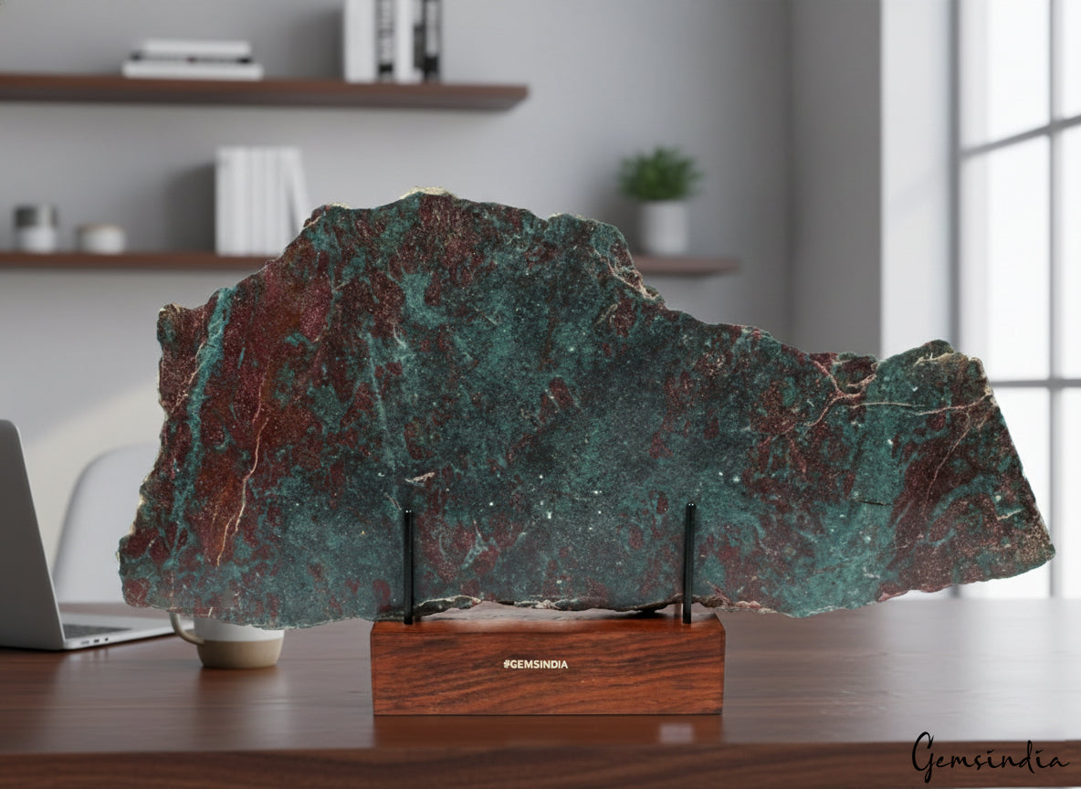 6.4kilo Ruby Kyanite Rough Slab Uncut Untreated Crystal Display Specimen w/Stand