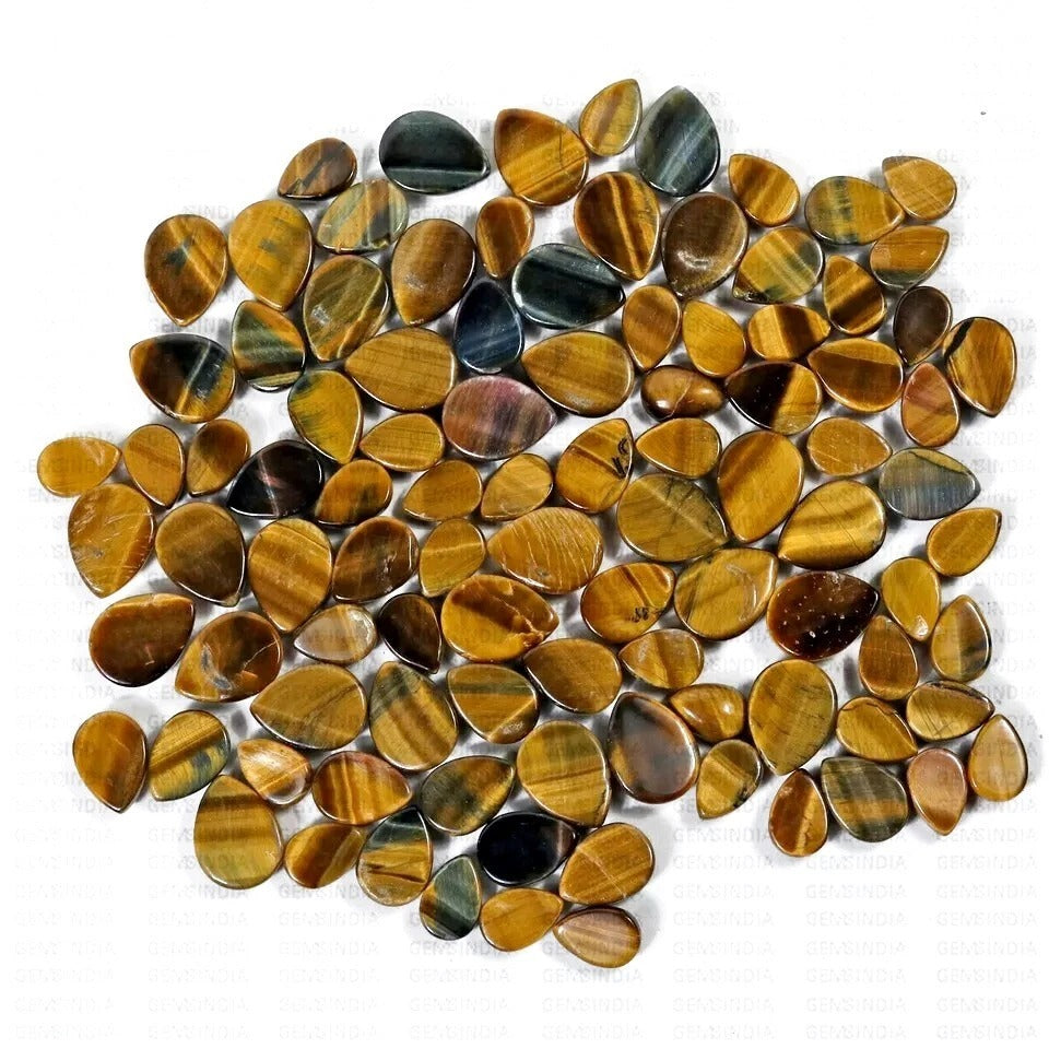 550 Ct Natural Brown Yellow Tiger Eye Pear Cab Loose Gemstone For Making Jewelry