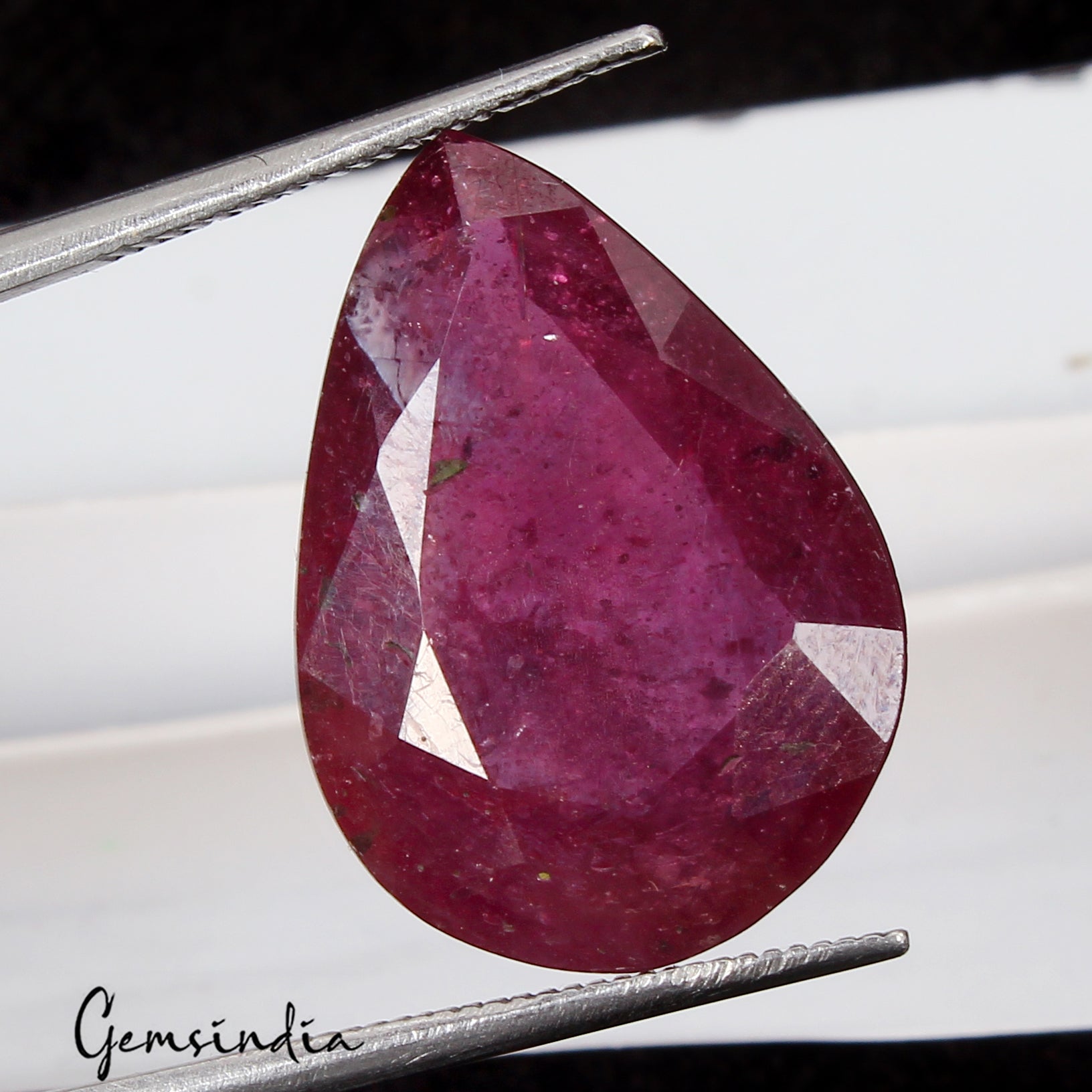 Certified 15.60 Ct Natural Red Ruby Pear Cut Faceted Loose Gems From Mozambique