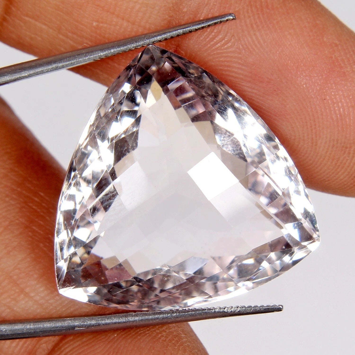 Certified 50.50 Cts Natural Untreated Bolivian Amethyst Trillion Checker Cut Gem
