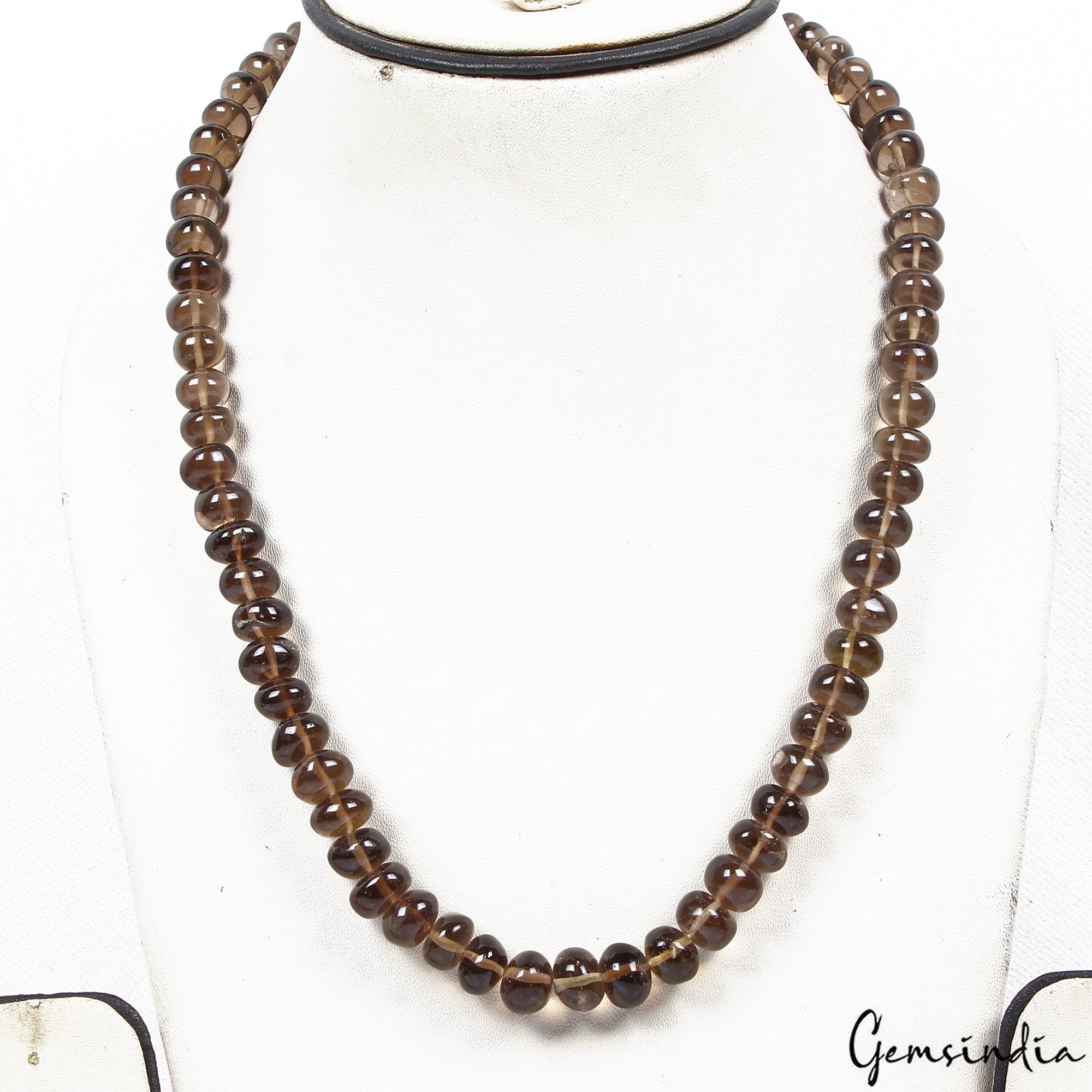 370 Cts Natural Untreated Brown Smoky Quartz Round Beaded Single Strand Necklace