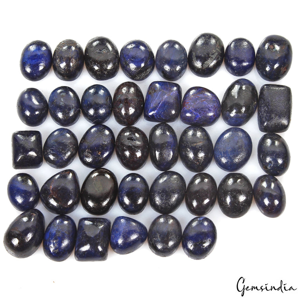 220 Cts/38 Pcs Natural African Blue Sapphire Mix Cab Loose Gems Lot For Jewelry