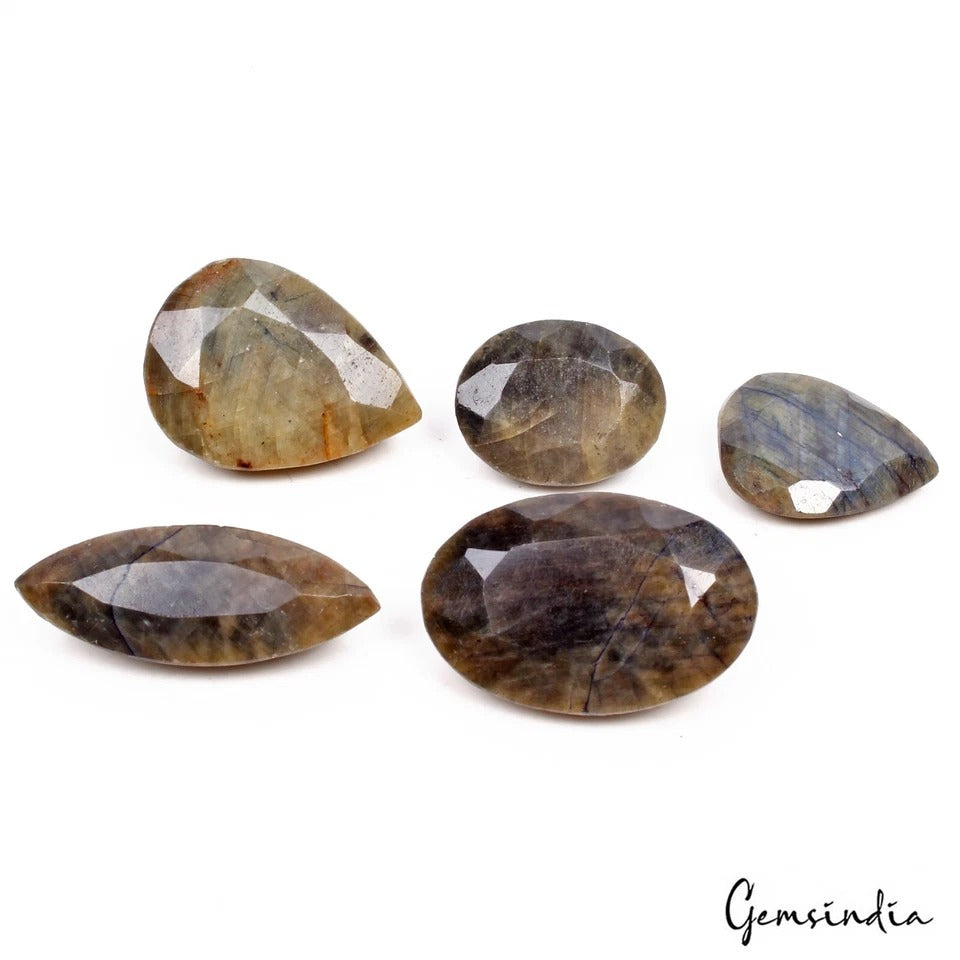 320 Ct/6 Pcs Natural Untreated Bi-Color Sapphire Mixed Cut Gemstones For Jewelry