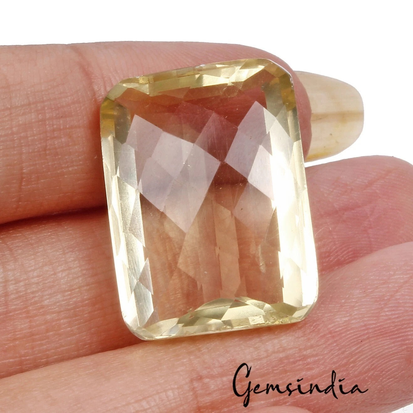 27.60 Ct Natural Untreated Yellow Citrine Octagon Checker Cut Gems For Jewelry